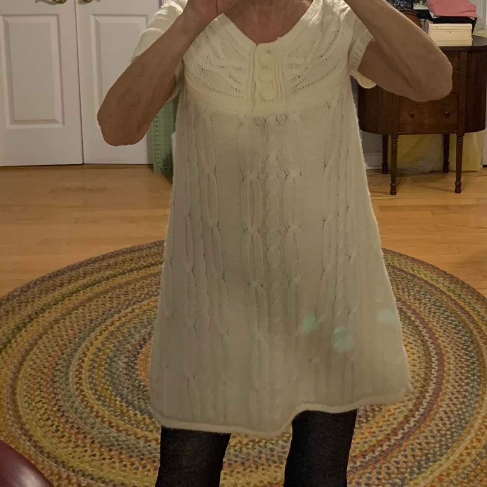 Love By Design Ivory Knit Sweater dress or tunic top,  size M